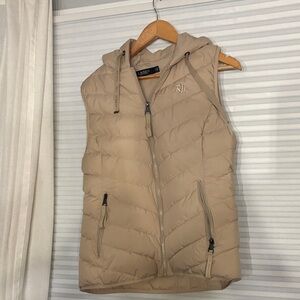 Ralph Lauren Tan Hooded Puffer Vest